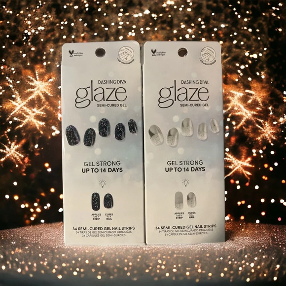 2 Dashing Diva Glaze Holiday Christmas Nail Strips- Silver Bells Yuletide Magic - Picture 2 of 11